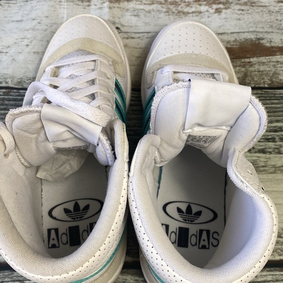 Adidas Junior Top Ten RB J White High-Top Sneakers w/Blue & Green Stripes Sz 6.5 - Picture 5 of 10